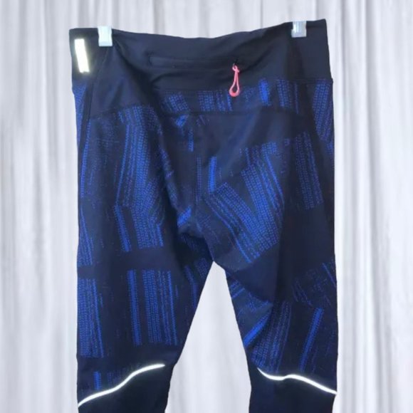 Zella Leggings Mesh Portion Reflective Stripes Pocket Cool Print - Picture 4 of 10